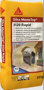 Mortero de reparación estructural rápido, clase R4, Sika® MonoTop®-3120 Rapid de Sika. Gris. Saco: 25 Kg